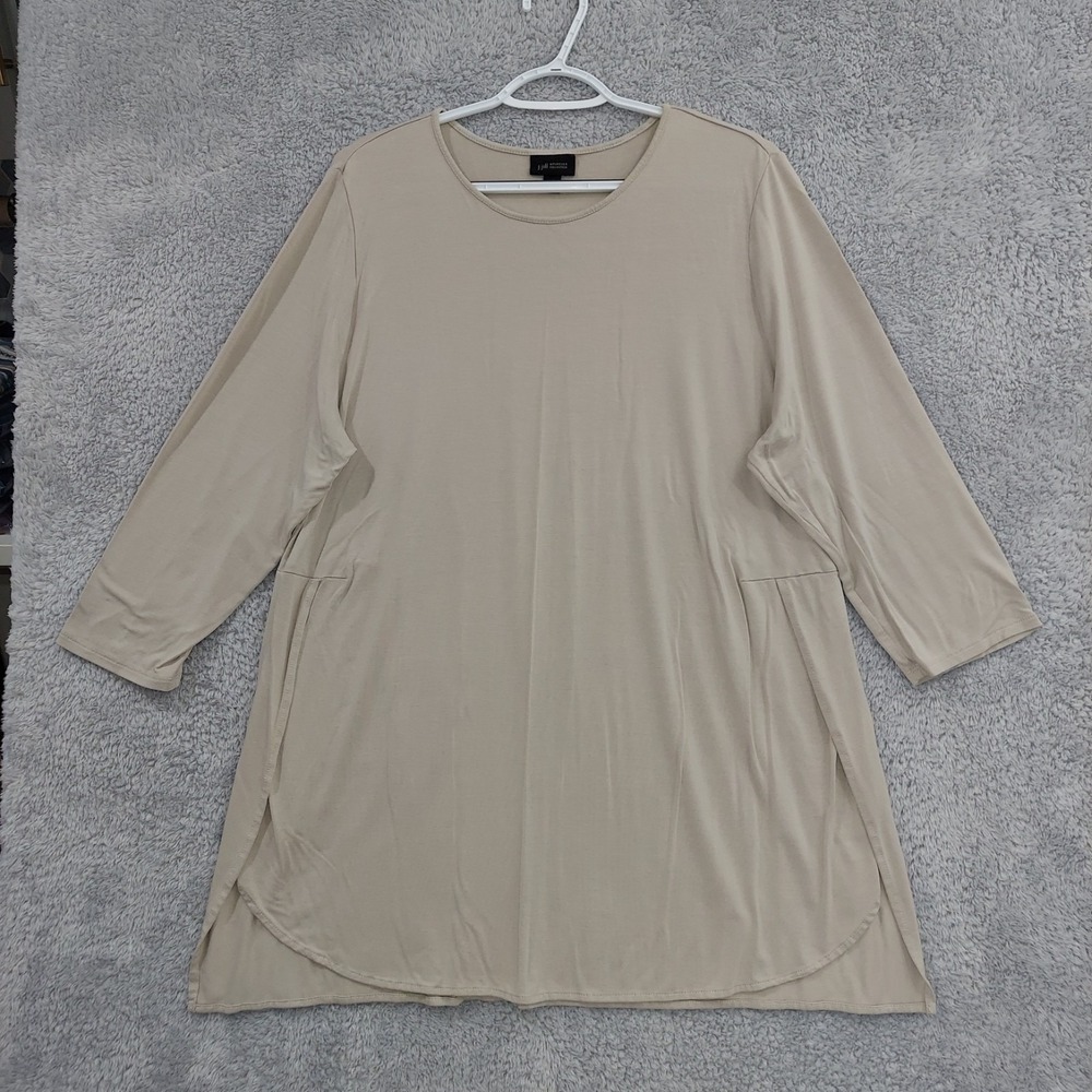 J. Jill Wearever Tunic Women's XL Light‎ Gray 3/4 Sleeve Side Vent High Low Hem